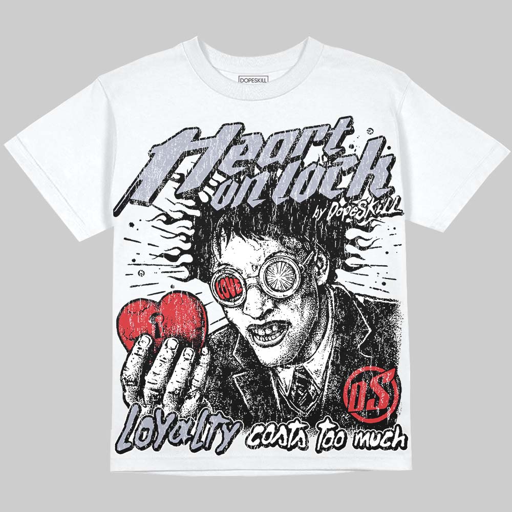 Jordan 4 Bred DopeSkill Oversize Print T-Shirt Heart On Lock Graphic Streetwear - White