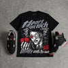 Bred 4s DopeSkill Oversize Print T-Shirt Heart On Lock Graphic