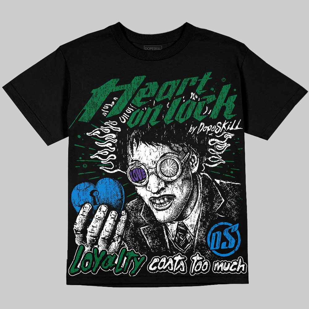 Jordan 12 Bucks DopeSkill Oversize Print T-Shirt Heart On Lock Graphic Streetwear - Black