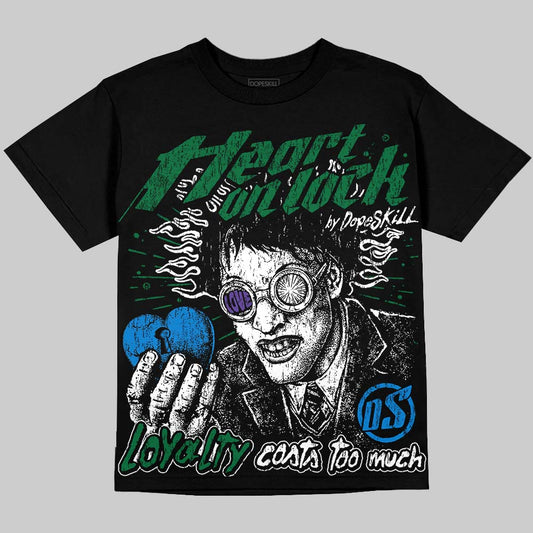 Jordan 12 Bucks DopeSkill Oversize Print T-Shirt Heart On Lock Graphic Streetwear - Black
