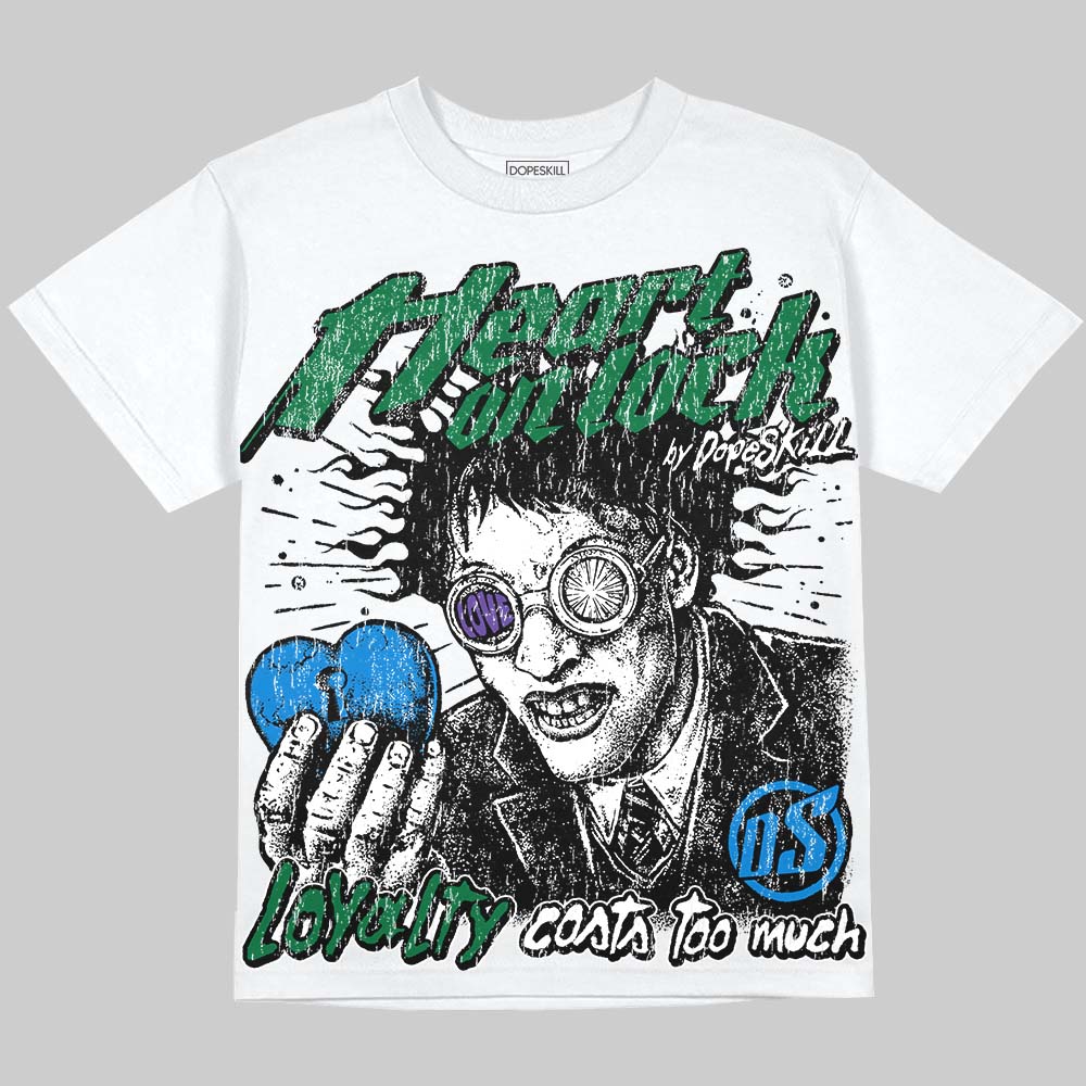 Jordan 12 Bucks DopeSkill Oversize Print T-Shirt Heart On Lock Graphic Streetwear - White