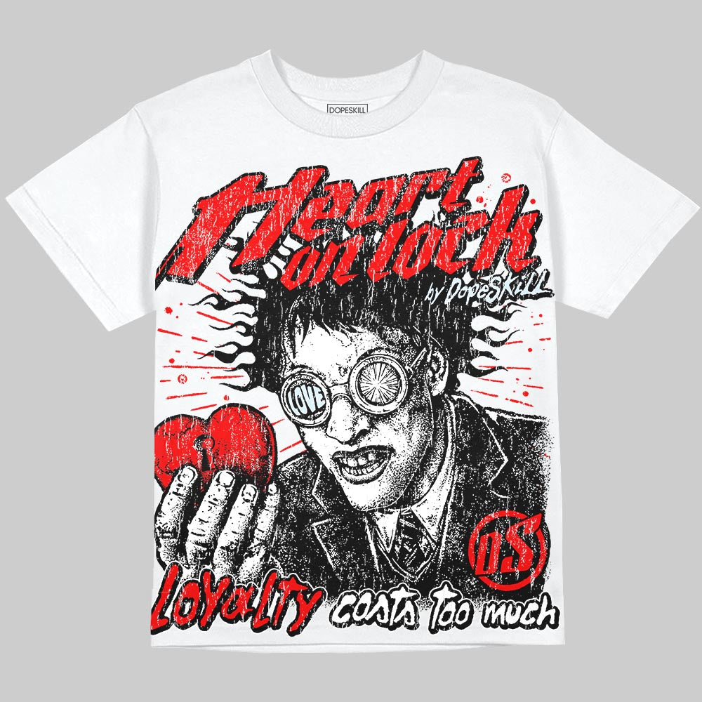 Jordan 11 Cherry DopeSkill Oversize Print T-Shirt Heart On Lock Graphic Streetwear - White
