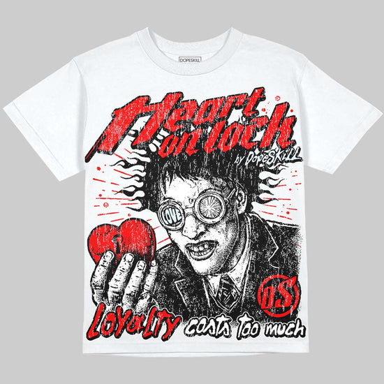 Jordan 11 Cherry DopeSkill Oversize Print T-Shirt Heart On Lock Graphic Streetwear - White