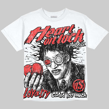 Jordan 13 Chicago DopeSkill Oversize Print T-Shirt Heart On Lock Graphic Streetwear - White