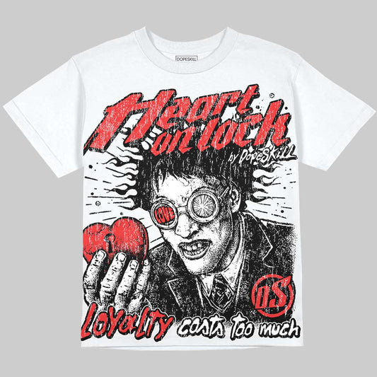 Jordan 13 Chicago DopeSkill Oversize Print T-Shirt Heart On Lock Graphic Streetwear - White