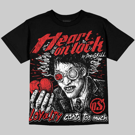 Jordan 13 Chicago DopeSkill Oversize Print T-Shirt Heart On Lock Graphic Streetwear - Black