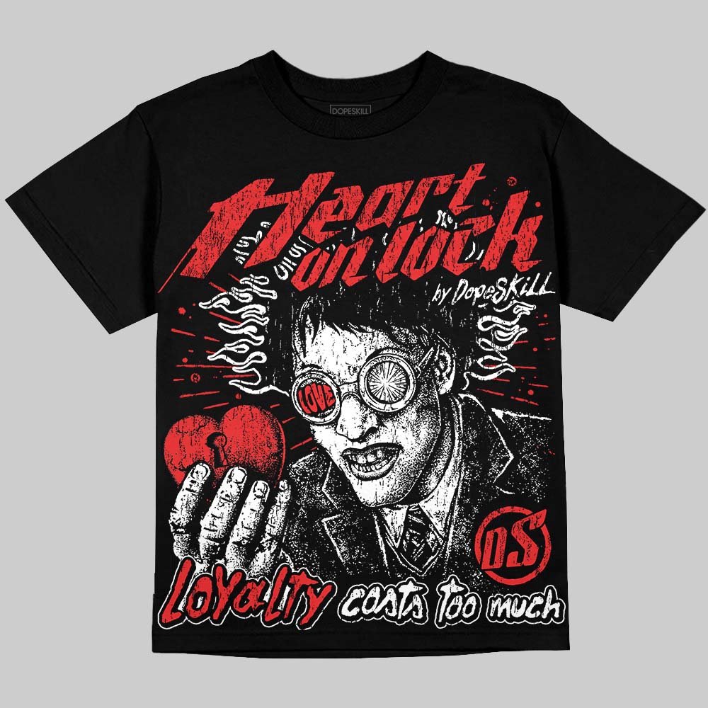 Jordan 13 Chicago DopeSkill Oversize Print T-Shirt Heart On Lock Graphic Streetwear - Black