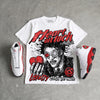 AJ 13 Chicago True Red Cherry DopeSkill Oversize Print T-Shirt Heart On Lock Graphic