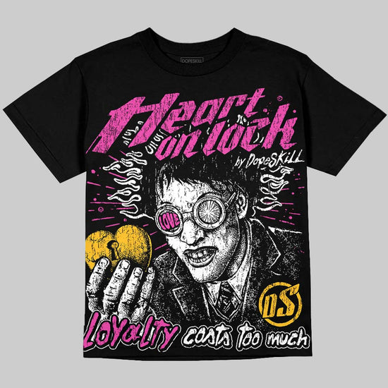 Jordan 4 Comic DopeSkill Oversize Print T-Shirt Heart On Lock Graphic Streetwear - Black