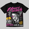 Jordan 4 Comic DopeSkill Oversize Print T-Shirt Heart On Lock Graphic Streetwear - Black