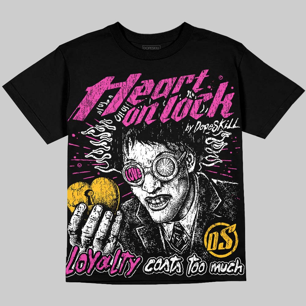 Jordan 4 Comic DopeSkill Oversize Print T-Shirt Heart On Lock Graphic Streetwear - Black