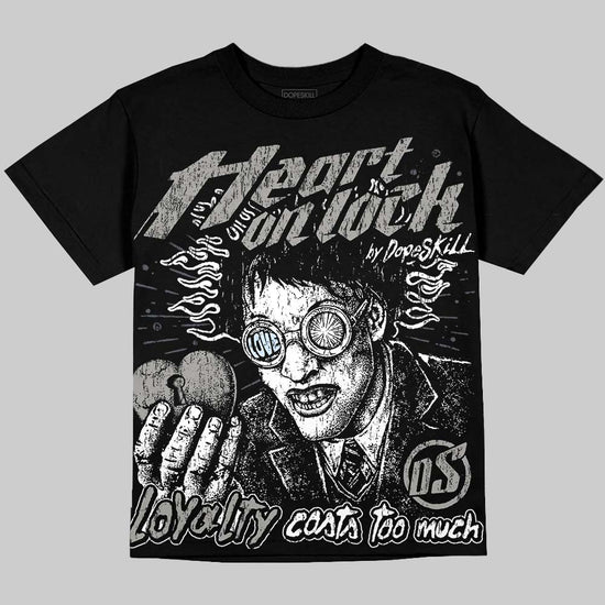 Jordan 11 Cool Grey DopeSkill Oversize Print T-Shirt Heart On Lock Graphic Streetwear - Black