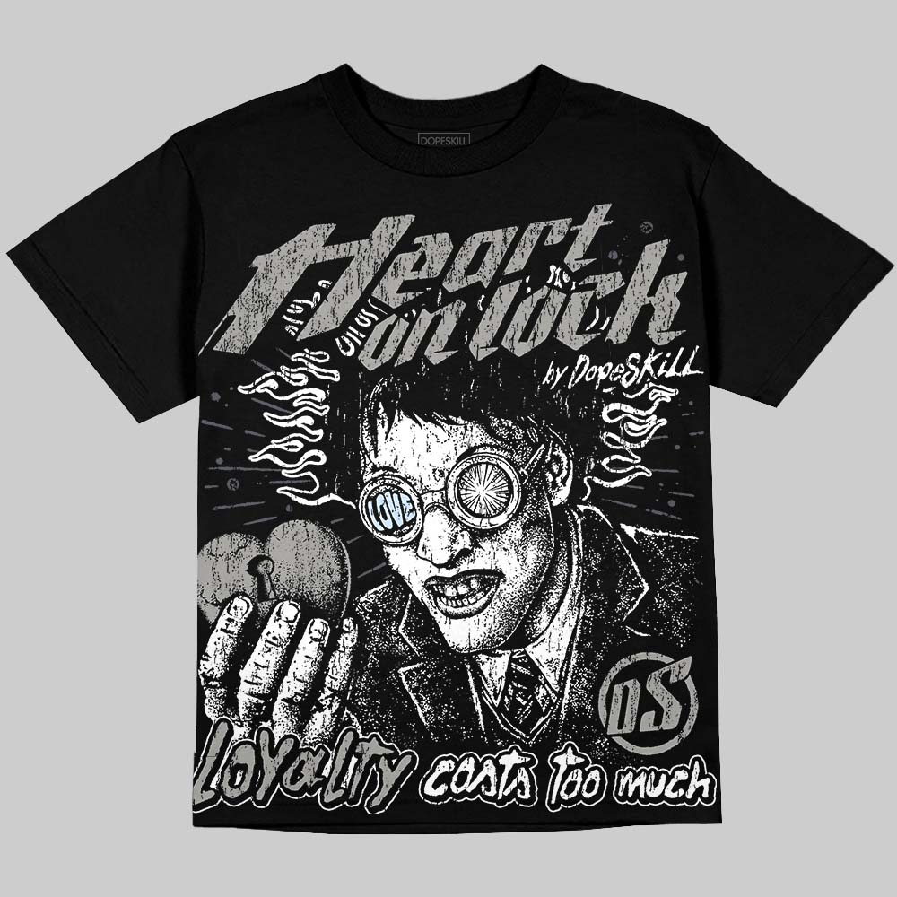 Jordan 11 Cool Grey DopeSkill Oversize Print T-Shirt Heart On Lock Graphic Streetwear - Black
