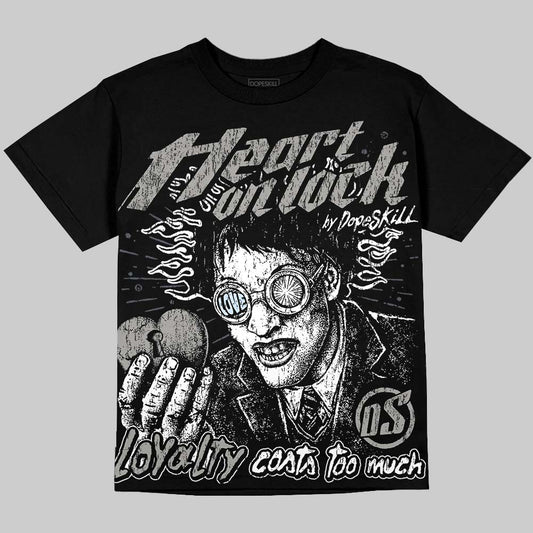 Jordan 11 Cool Grey DopeSkill Oversize Print T-Shirt Heart On Lock Graphic Streetwear - Black