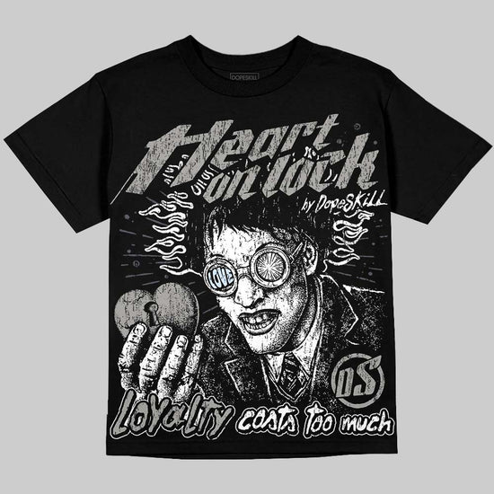 Jordan 11 Cool Grey DopeSkill Oversize Print T-Shirt Heart On Lock Graphic Streetwear - Black