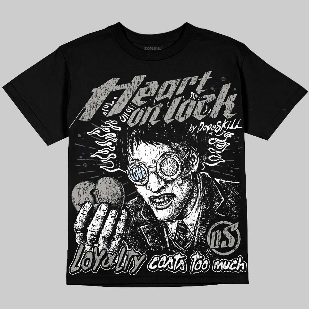 Jordan 11 Cool Grey DopeSkill Oversize Print T-Shirt Heart On Lock Graphic Streetwear - Black