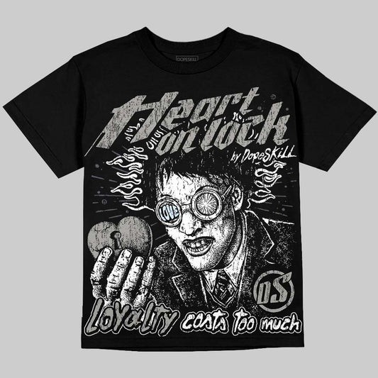 Jordan 11 Cool Grey DopeSkill Oversize Print T-Shirt Heart On Lock Graphic Streetwear - Black