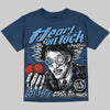 Jordan 13 Flint DopeSkill Oversize Print T-Shirt Heart On Lock Graphic Streetwear - Navy