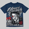 Jordan 12 French Blue DopeSkill Oversize Print T-Shirt Heart On Lock Graphic Streetwear - navy