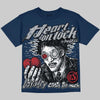 Jordan 12 French Blue DopeSkill Oversize Print T-Shirt Heart On Lock Graphic Streetwear - Navy