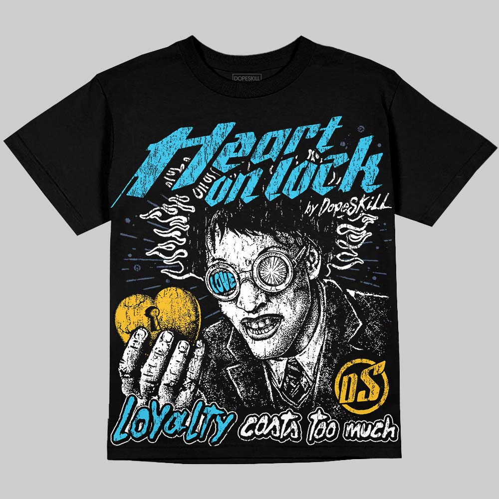 Jordan 11 Gamma Blue DopeSkill Oversize Print T-Shirt Heart On Lock Graphic Streetwear - Black