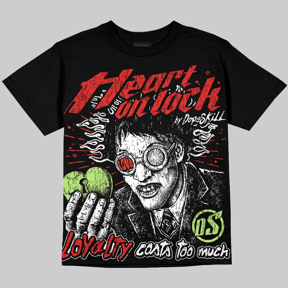 Jordan 5 Halloween DopeSkill Oversize Print T-Shirt Heart On Lock Graphic Streetwear - Black