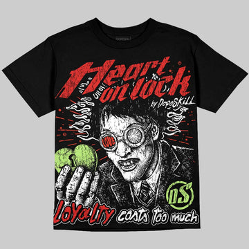 Jordan 5 Halloween DopeSkill Oversize Print T-Shirt Heart On Lock Graphic Streetwear - Black