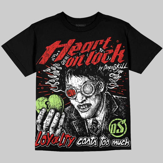 Jordan 5 Halloween DopeSkill Oversize Print T-Shirt Heart On Lock Graphic Streetwear - Black