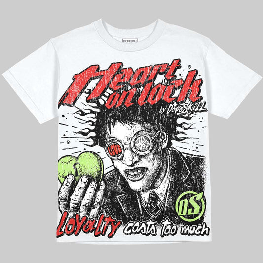 Jordan 5 Halloween DopeSkill Oversize Print T-Shirt Heart On Lock Graphic Streetwear - White