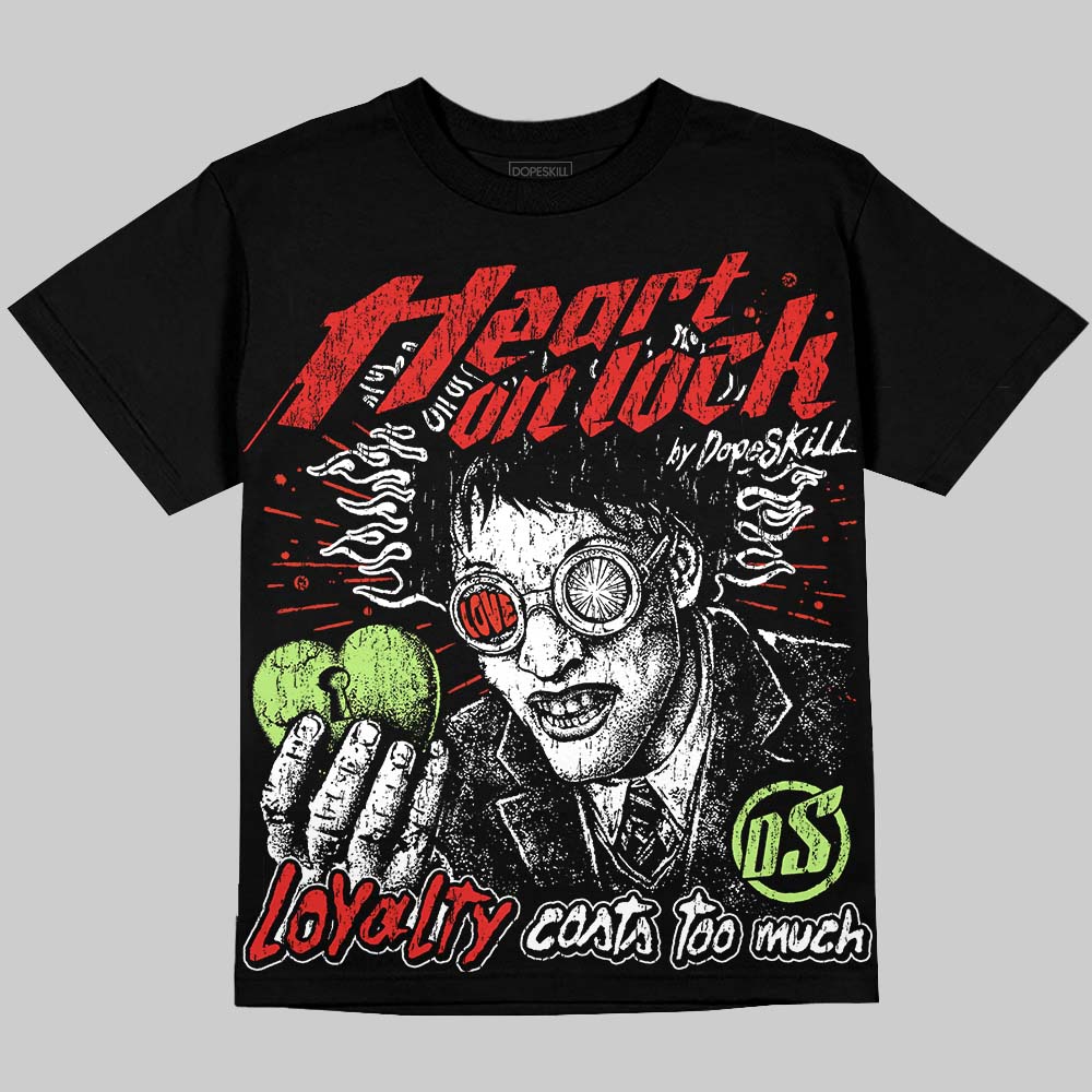 Jordan 5 Halloween DopeSkill Oversize Print T-Shirt Heart On Lock Graphic Streetwear - Black