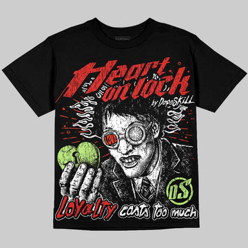 Jordan 5 Halloween DopeSkill Oversize Print T-Shirt Heart On Lock Graphic Streetwear - Black