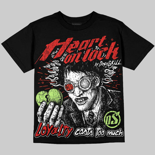 Jordan 5 Halloween DopeSkill Oversize Print T-Shirt Heart On Lock Graphic Streetwear - Black