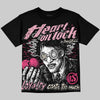 Jordan 4 Iced Carmine DopeSkill Oversize Print T-Shirt Heart On Lock Graphic Streetwear - Black