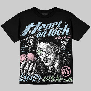 Jordan 4 Medium Soft Pink DopeSkill Oversize Print T-Shirt Heart On Lock Graphic Streetwear - Black