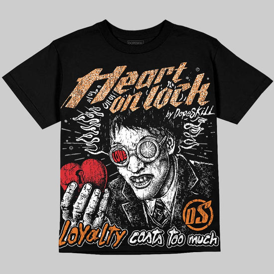 Jordan 3 Orange Citrus DopeSkill Oversize Print T-Shirt Heart On Lock Graphic Streetwear - Black