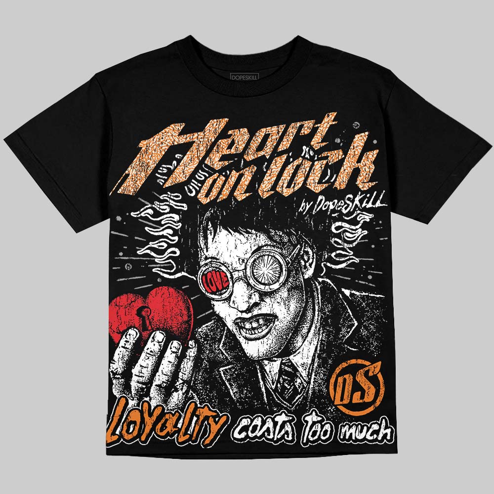 Jordan 3 Orange Citrus DopeSkill Oversize Print T-Shirt Heart On Lock Graphic Streetwear - Black