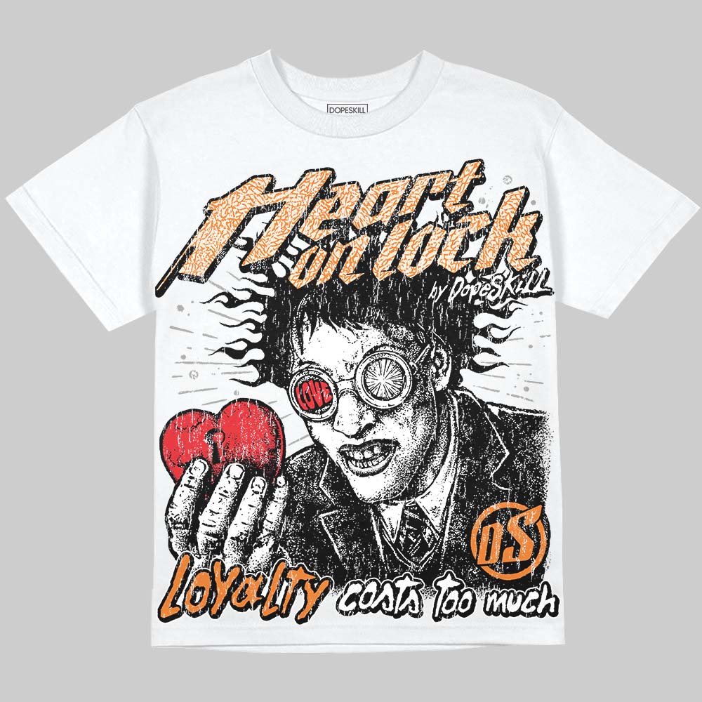 Jordan 3 Orange Citrus DopeSkill Oversize Print T-Shirt Heart On Lock Graphic Streetwear - White