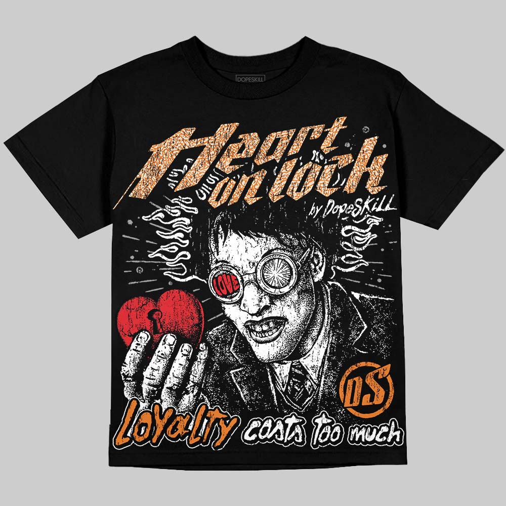 Jordan 3 Orange Citrus DopeSkill Oversize Print T-Shirt Heart On Lock Graphic Streetwear - Black