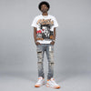 Orange Citrus 3s DopeSkill Oversize Print T-Shirt Heart On Lock Graphic