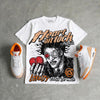 Orange Citrus 3s DopeSkill Oversize Print T-Shirt Heart On Lock Graphic