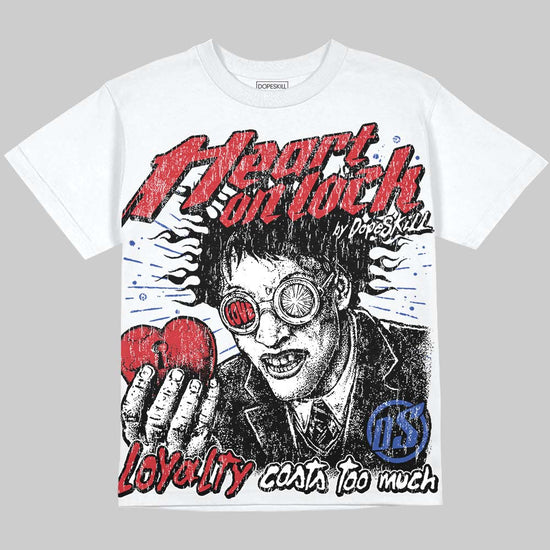 Jordan 4 Rare Air DopeSkill Oversize Print T-Shirt Heart On Lock Graphic Streetwear - White