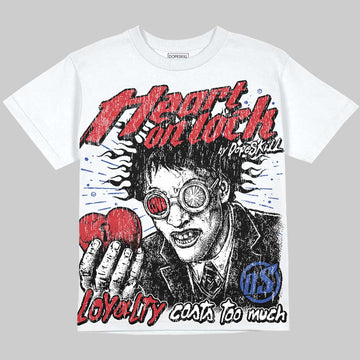 Jordan 4 Rare Air DopeSkill Oversize Print T-Shirt Heart On Lock Graphic Streetwear - White