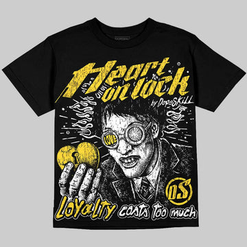Jordan 4 Thunder DopeSkill Oversize Print T-Shirt Heart On Lock Graphic Streetwear - Black