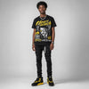 Black Tour Yellow AJ 4 Thunder DopeSkill Oversize Print T-Shirt Heart On Lock Graphic