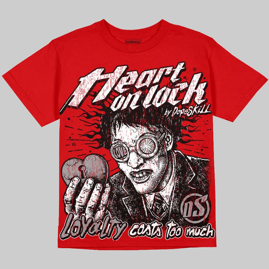Jordan 4 Toro Bravo DopeSkill Oversize Print T-Shirt Heart On Lock Graphic Streetwear - Red