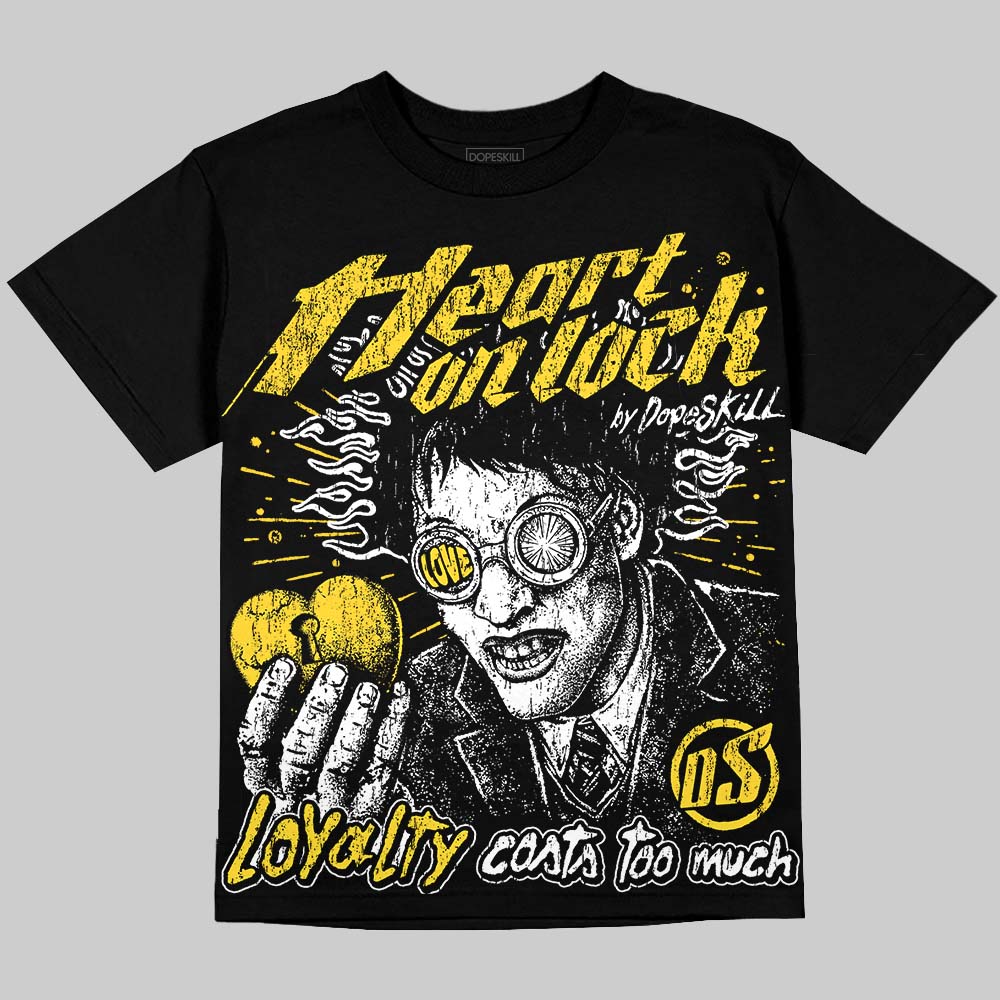 Jordan 4 Tour Yellow DopeSkill Oversize Print T-Shirt Heart On Lock Graphic Streetwear - black