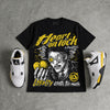 Tour Yellow 4s DopeSkill Oversize Print T-Shirt Heart On Lock Graphic