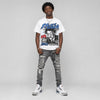 True Blue 3s DopeSkill Oversize Print T-Shirt Heart On Lock Graphic