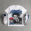 True Blue 3s DopeSkill Oversize Print T-Shirt Heart On Lock Graphic