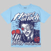 Jordan 11 University Blue DopeSkill Oversize Print T-Shirt Heart On Lock Graphic Streetwear - Chambray